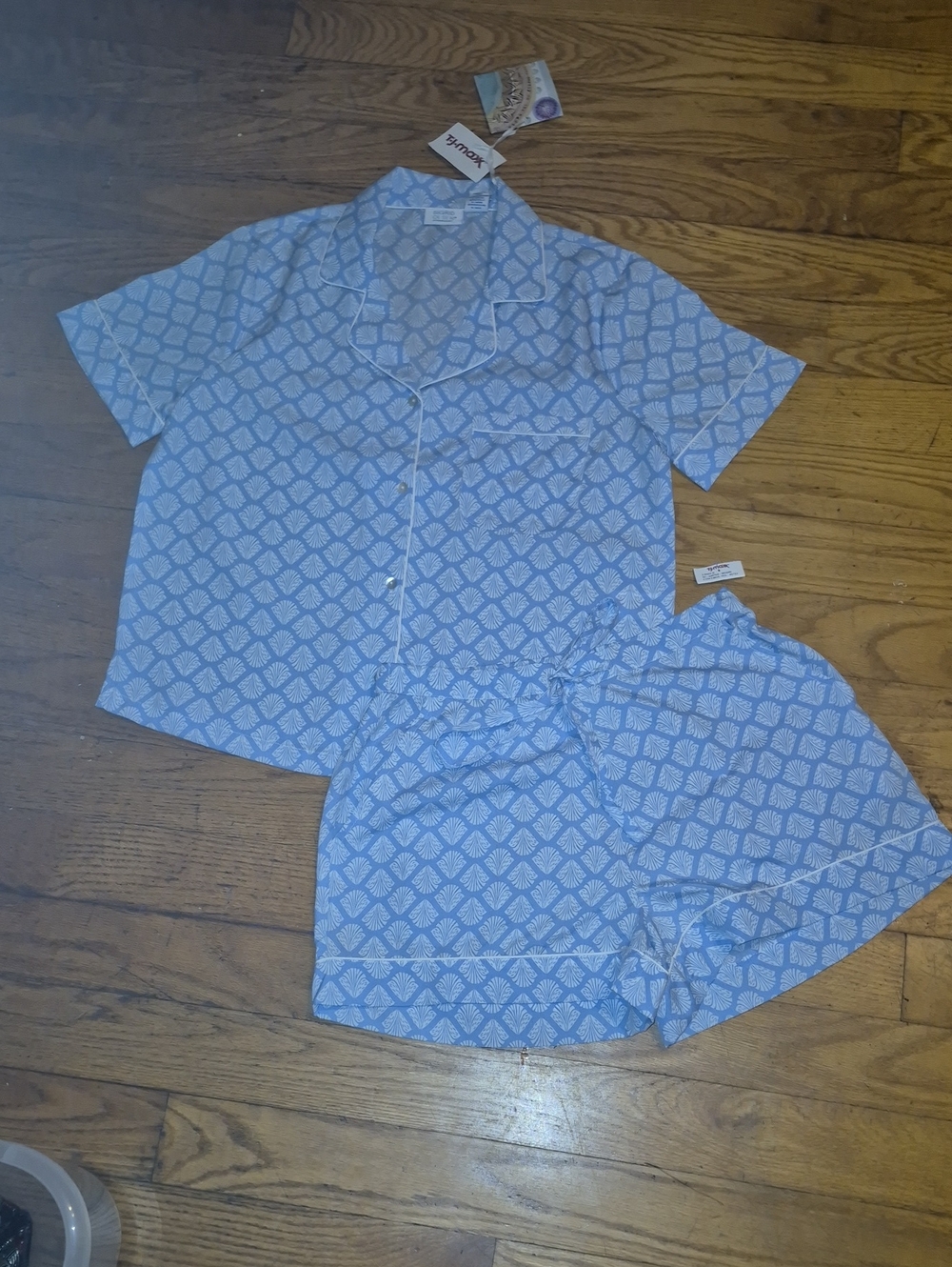 New With Tag, Light Blue Printed Short Sleeve Pajama Set